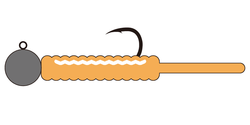 ジグヘッド＋ピンテールワーム