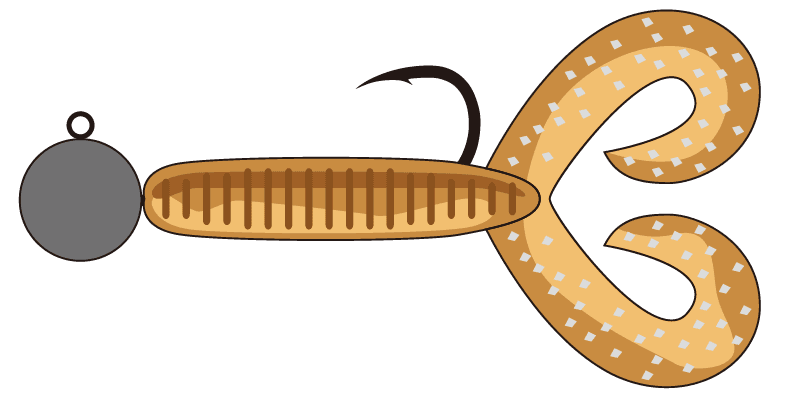 ジグヘッド＋カーリーテイルワーム