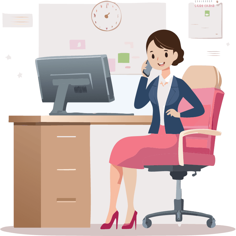 フリーイラスト　電話をしている女性