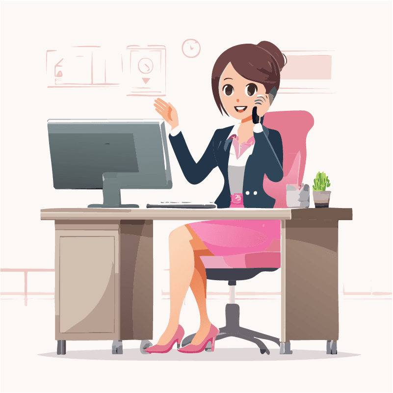 フリーイラスト　電話をしている女性