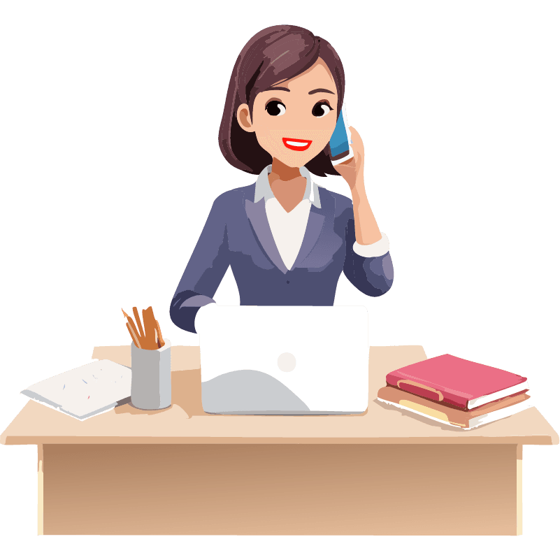 フリーイラスト　電話をしている女性