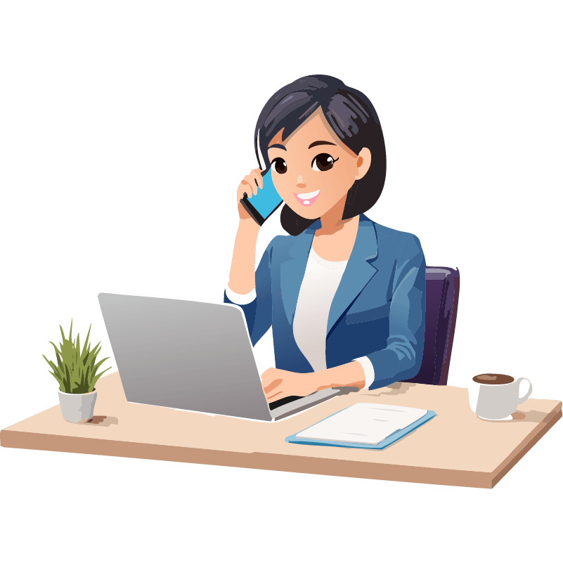 フリーイラスト　電話をしている女性