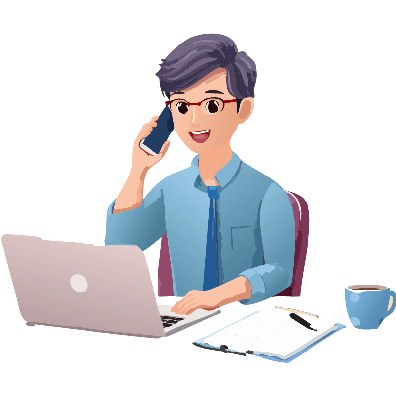 フリーイラスト　電話をしている男性