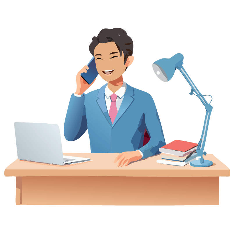 フリーイラスト　電話をしている男性